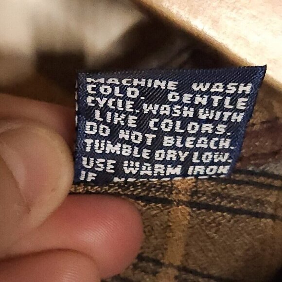 Chereskin Mens Brown Black Plaid Rayon Button Down Large - Picture 6 of 6